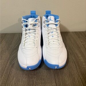 Air Jordan retro 12s White and Light Blue Basketball Sneakers